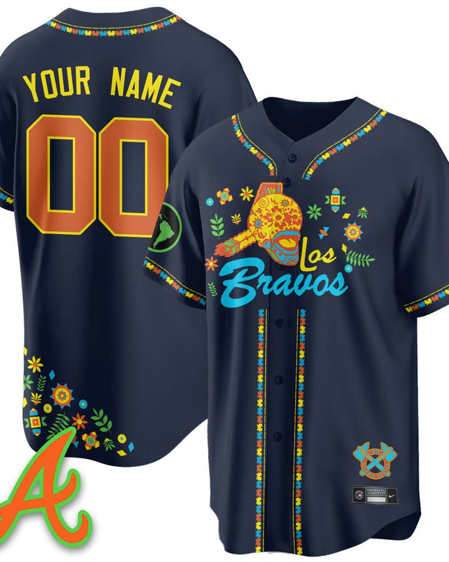Custom Atlanta Braves 2025 "Los Bravos" Jersey V2 - All Stitched ATLBRA_KDZ - KINDOZY