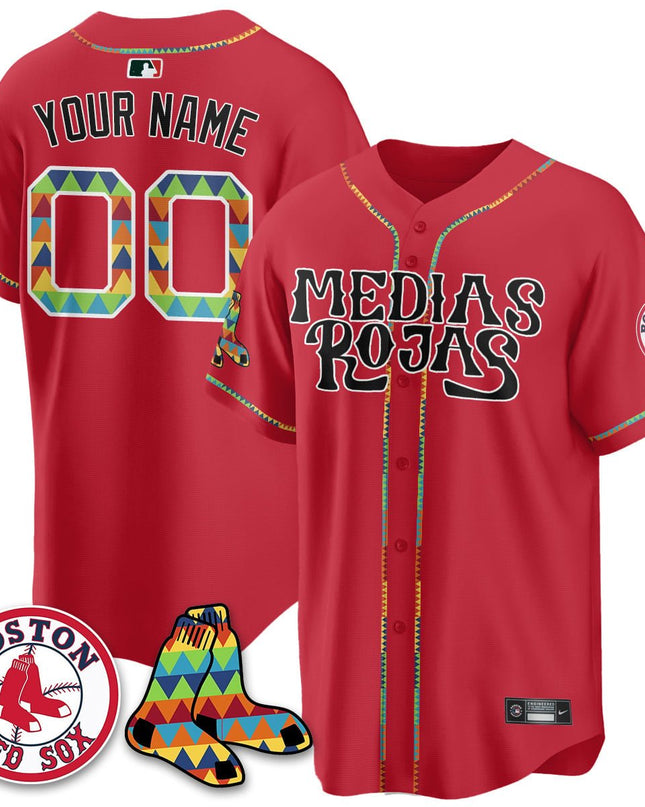 Custom Boston Red Sox "Medias Rojas" Limited Jersey - All Stitched BOSRED_KDZ - KINDOZY