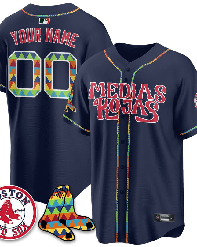 Custom Boston Red Sox "Medias Rojas" Limited Jersey - All Stitched BOSRED_KDZ - KINDOZY