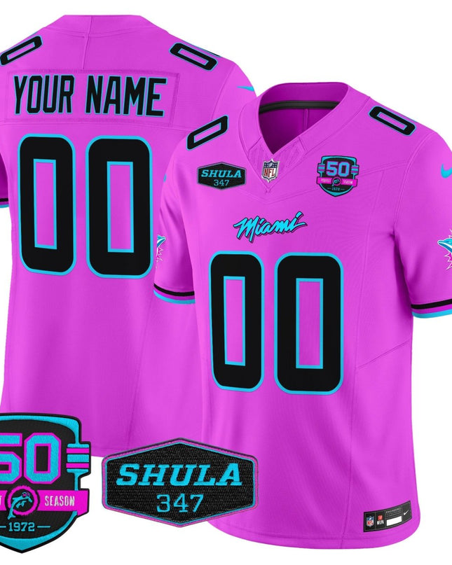 Custom Gender/Name Dolphins Miami Vice Vapor Limited Jersey V4 - All Stitched MIA_KDZ - KINDOZY