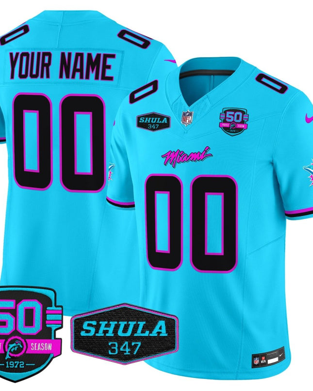Custom Gender/Name Dolphins Miami Vice Vapor Limited Jersey V4 - All Stitched MIA_KDZ - KINDOZY