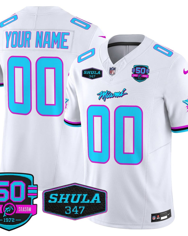 Custom Gender/Name Dolphins Miami Vice Vapor Limited Jersey V4 - All Stitched MIA_KDZ - KINDOZY