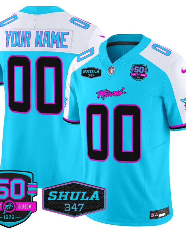 Custom Gender/Name Dolphins Miami Vice Vapor Limited Jersey V4 - All Stitched MIA_KDZ - KINDOZY