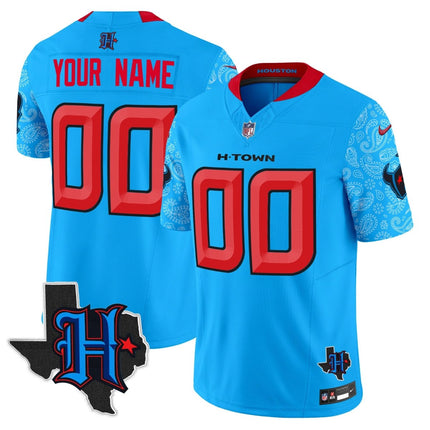 Custom Gender/Name Houston Texans 2024 Texas Patch Vapor Limited Jersey V4 - All Stitched HOUTEX_KDZ - KINDOZY