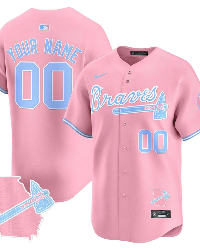 Custom Name/Gender Atlanta Braves Bubblegum Pink Vapor Premier Limited Jersey - All Stitched ATLBRA_KDZ - KINDOZY
