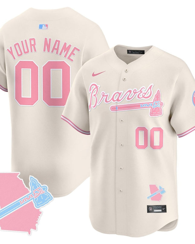 Custom Name/Gender Atlanta Braves Bubblegum Pink Vapor Premier Limited Jersey - All Stitched ATLBRA_KDZ - KINDOZY