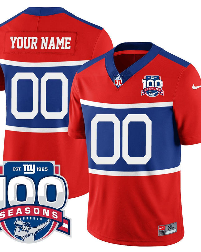 Custom New York Giants "Century Red' 100TH Season Commemorative Jersey TLA - All Stitched NYG_KDZ - KINDOZY