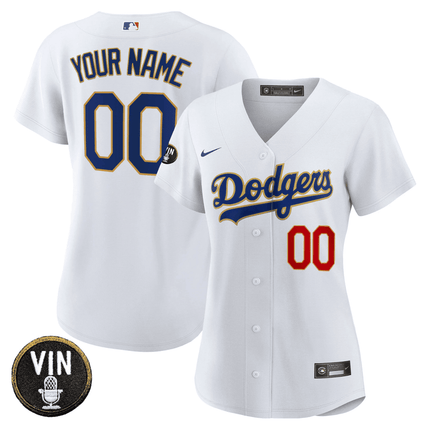 Dodgers Vin Scully Patch Flex Base Custom Jersey - All Stitched - KINDOZY