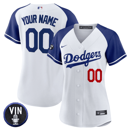 Dodgers Vin Scully Patch Flex Base Custom Jersey - All Stitched - KINDOZY
