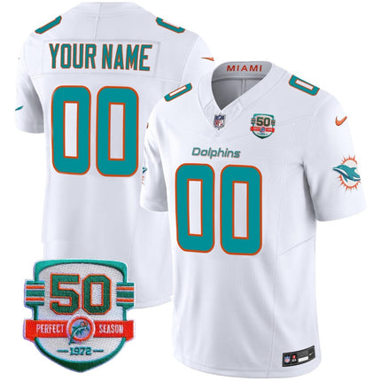 Dolphins 50th 1972 Perfect Season Patch Vapor Custom Jersey - All Stitched MIA_KDZ - KINDOZY