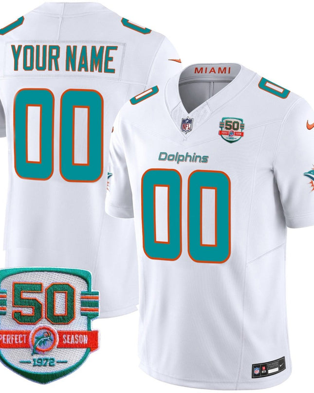 Dolphins 50th 1972 Perfect Season Patch Vapor Custom Jersey - All Stitched MIA_KDZ - KINDOZY