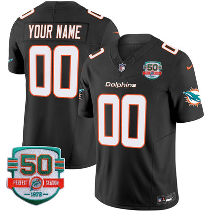 Dolphins 50th 1972 Perfect Season Patch Vapor Custom Jersey - All Stitched MIA_KDZ - KINDOZY
