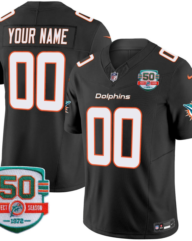 Dolphins 50th 1972 Perfect Season Patch Vapor Custom Jersey - All Stitched MIA_KDZ - KINDOZY