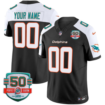 Dolphins 50th 1972 Perfect Season Patch Vapor Custom Jersey - All Stitched MIA_KDZ - KINDOZY
