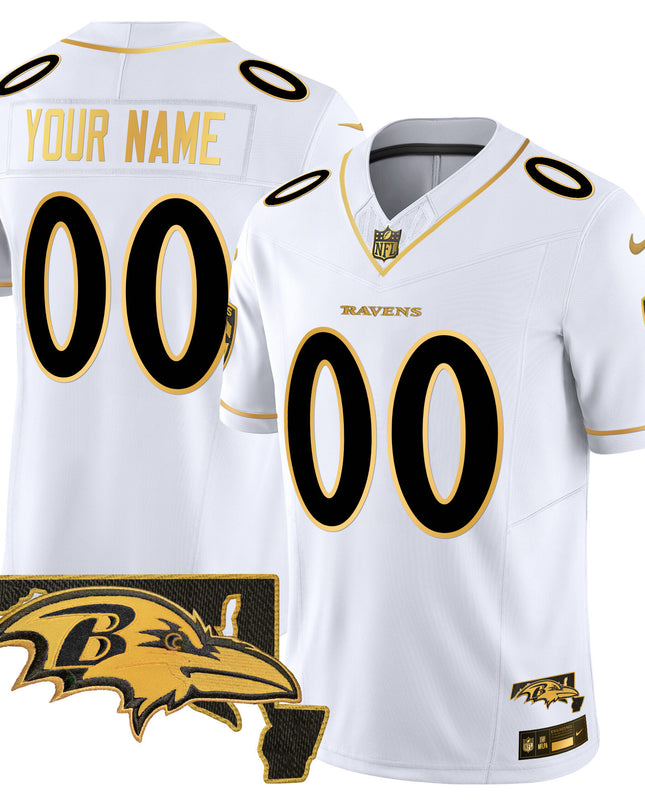 Ravens 2024 Gold Vapor Limited Custom Jersey - All Stitched