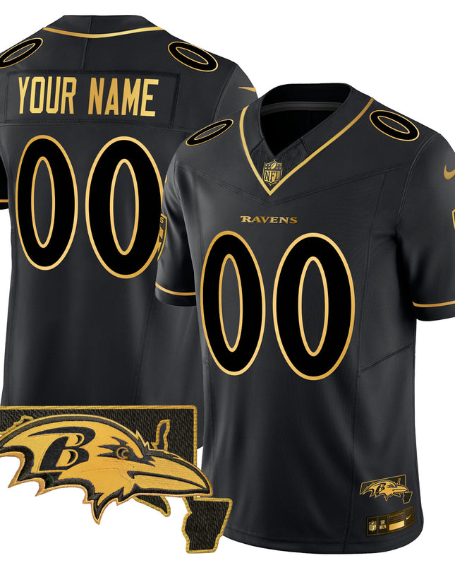Ravens 2024 Gold Vapor Limited Custom Jersey - All Stitched