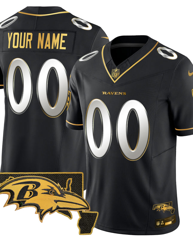 Ravens 2024 Gold Vapor Limited Custom Jersey - All Stitched
