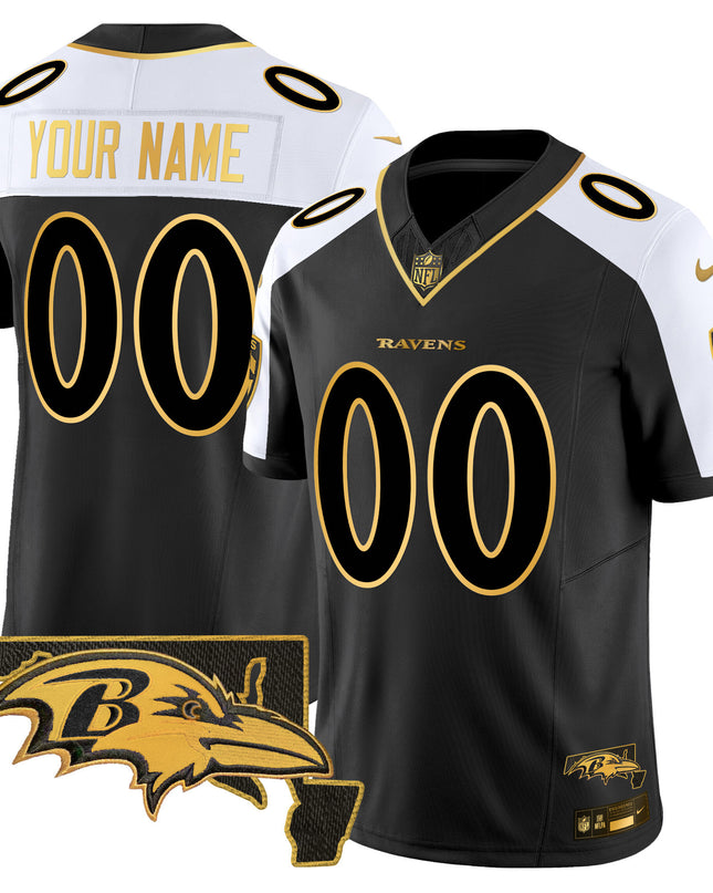 Ravens 2024 Gold Vapor Limited Custom Jersey - All Stitched