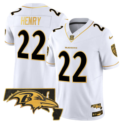 Men's Ravens 2024 Gold Vapor Limited Jersey - All Stitched