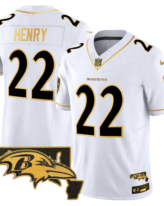 Men's Ravens 2024 Gold Vapor Limited Jersey - All Stitched
