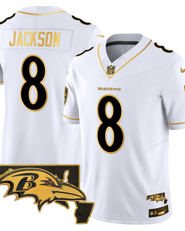 Men's Ravens 2024 Gold Vapor Limited Jersey - All Stitched
