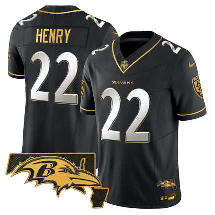 Men's Ravens 2024 Gold Vapor Limited Jersey - All Stitched