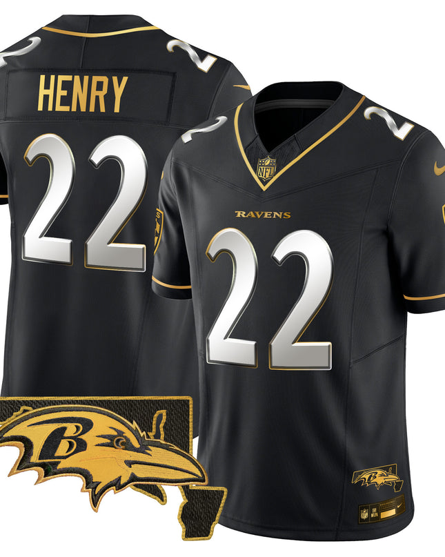 Men's Ravens 2024 Gold Vapor Limited Jersey - All Stitched