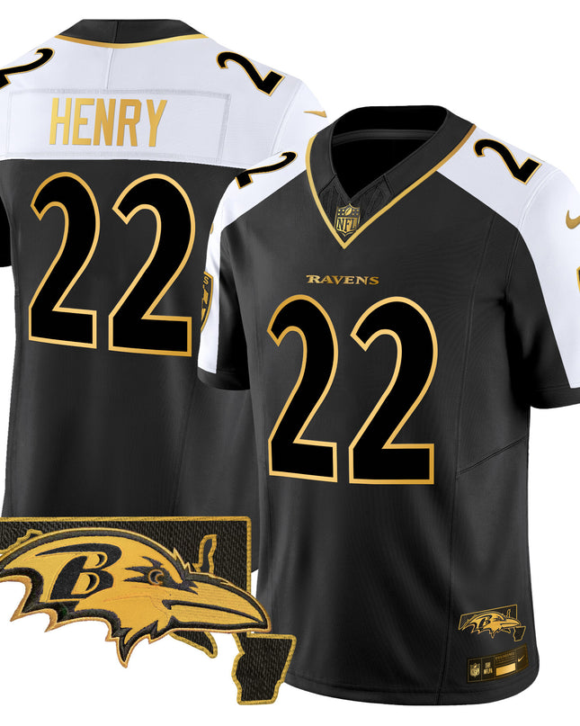 Men's Ravens 2024 Gold Vapor Limited Jersey - All Stitched