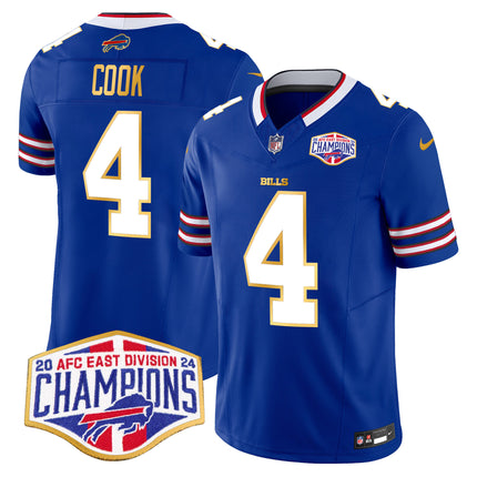 Men's Bills 2024 AFC East Division Champions Gold Trim Vapor Limited Jersey - All Stitched