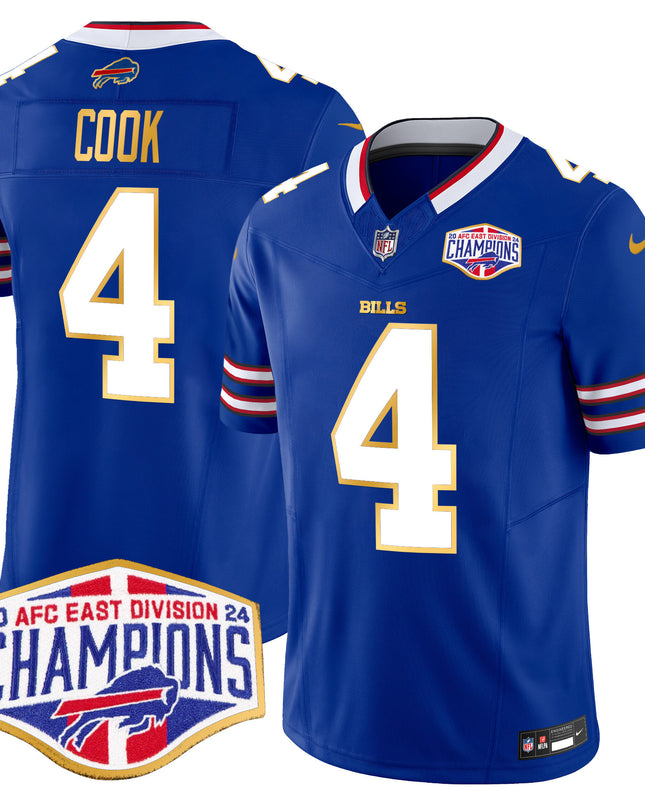 Men's Bills 2024 AFC East Division Champions Gold Trim Vapor Limited Jersey - All Stitched