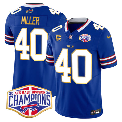 Men's Bills 2024 AFC East Division Champions Gold Trim Vapor Limited Jersey - All Stitched