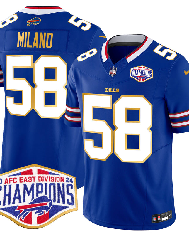 Men's Bills 2024 AFC East Division Champions Gold Trim Vapor Limited Jersey - All Stitched
