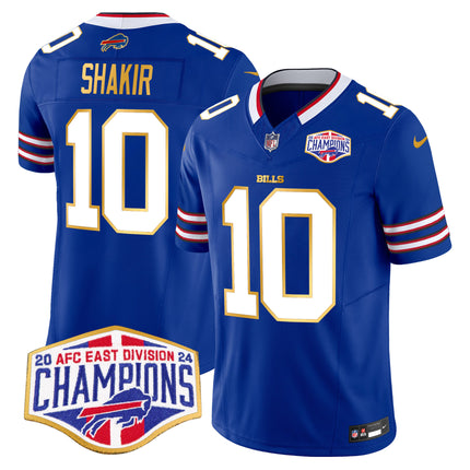 Men's Bills 2024 AFC East Division Champions Gold Trim Vapor Limited Jersey - All Stitched