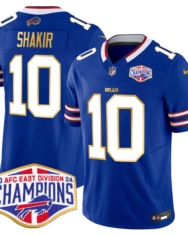 Men's Bills 2024 AFC East Division Champions Gold Trim Vapor Limited Jersey - All Stitched
