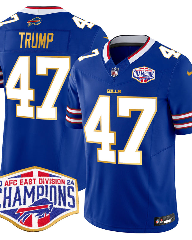 Men's Bills 2024 AFC East Division Champions Gold Trim Vapor Limited Jersey - All Stitched