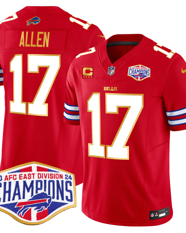 Men's Bills 2024 AFC East Division Champions Gold Trim Vapor Limited Jersey - All Stitched
