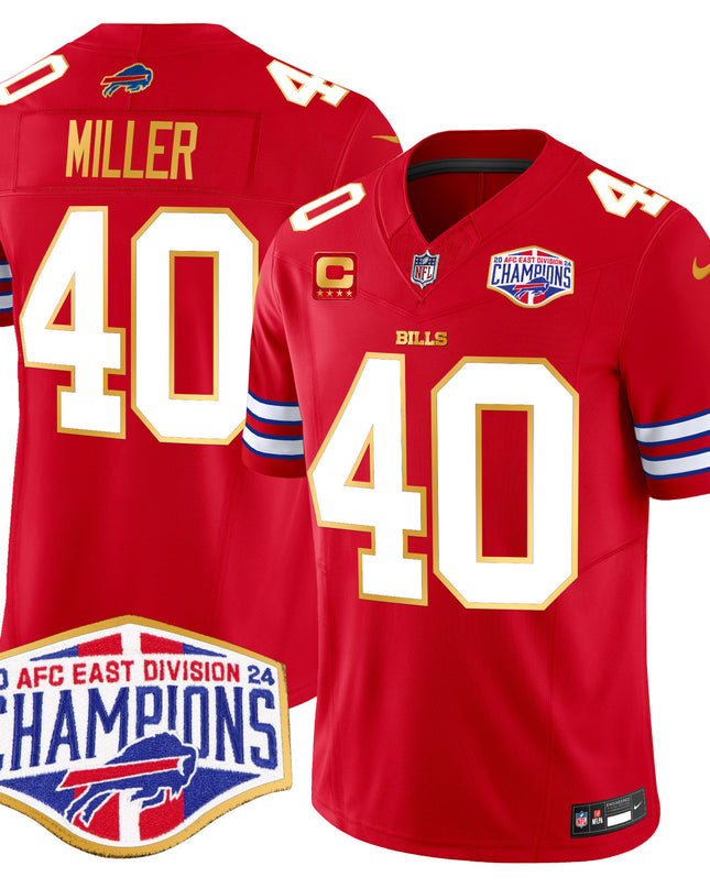 Men's Bills 2024 AFC East Division Champions Gold Trim Vapor Limited Jersey - All Stitched
