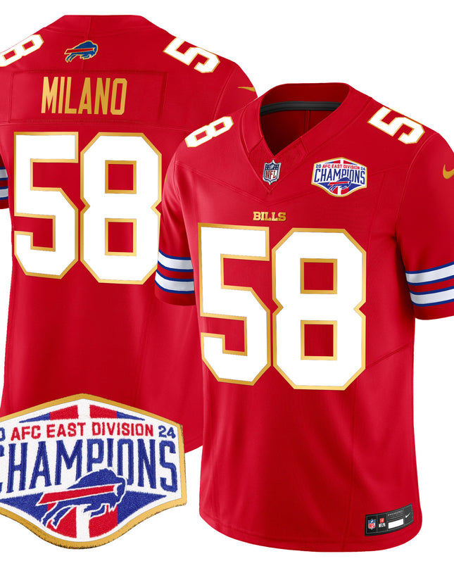 Men's Bills 2024 AFC East Division Champions Gold Trim Vapor Limited Jersey - All Stitched