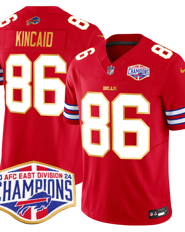 Men's Bills 2024 AFC East Division Champions Gold Trim Vapor Limited Jersey - All Stitched