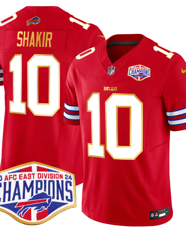 Men's Bills 2024 AFC East Division Champions Gold Trim Vapor Limited Jersey - All Stitched