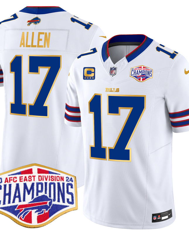 Men's Bills 2024 AFC East Division Champions Gold Trim Vapor Limited Jersey - All Stitched