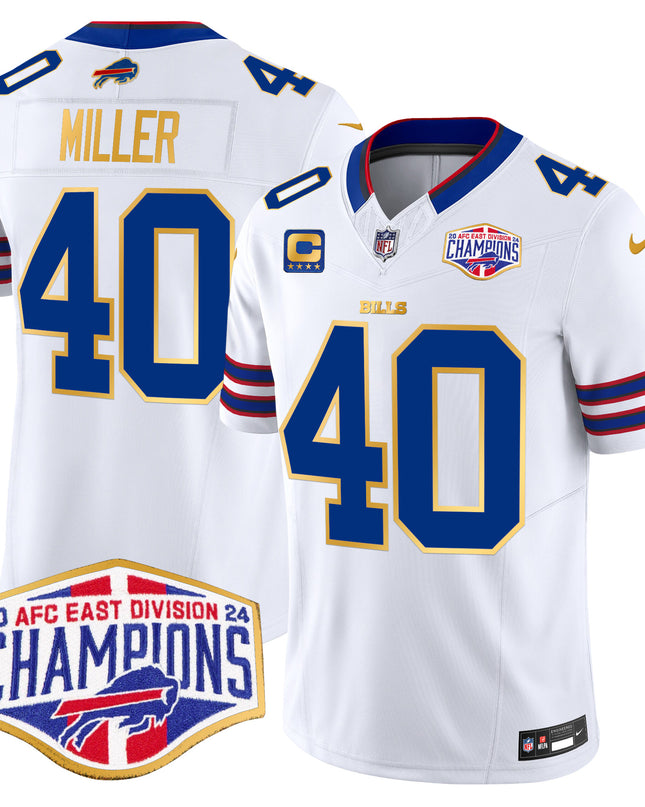 Men's Bills 2024 AFC East Division Champions Gold Trim Vapor Limited Jersey - All Stitched