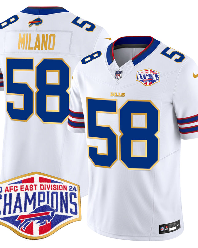 Men's Bills 2024 AFC East Division Champions Gold Trim Vapor Limited Jersey - All Stitched
