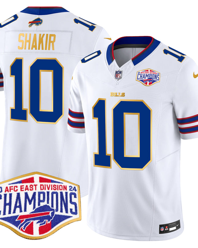 Men's Bills 2024 AFC East Division Champions Gold Trim Vapor Limited Jersey - All Stitched