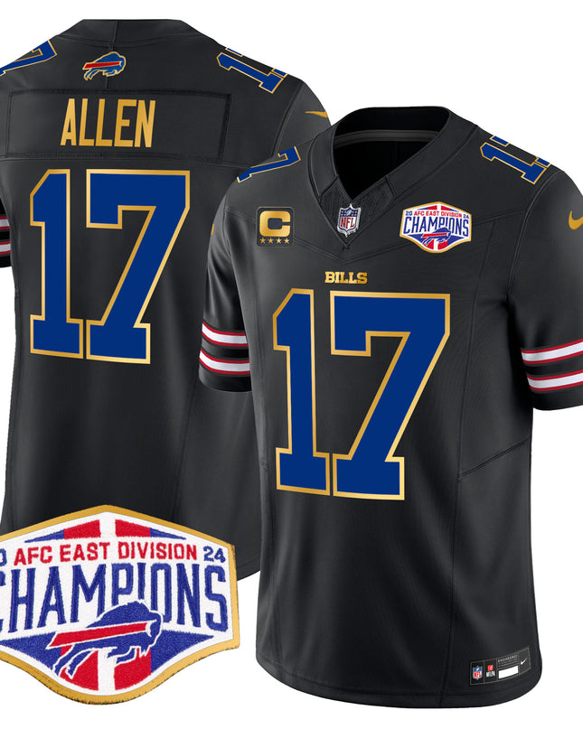 Men's Bills 2024 AFC East Division Champions Gold Trim Vapor Limited Jersey - All Stitched