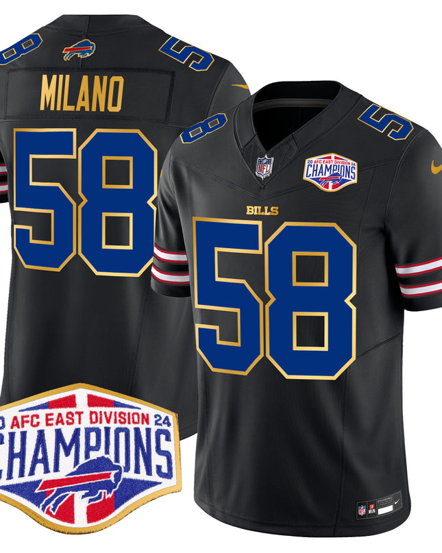 Men's Bills 2024 AFC East Division Champions Gold Trim Vapor Limited Jersey - All Stitched