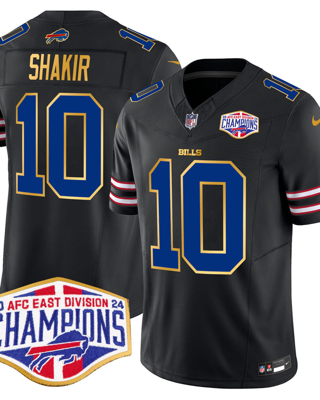 Men's Bills 2024 AFC East Division Champions Gold Trim Vapor Limited Jersey - All Stitched