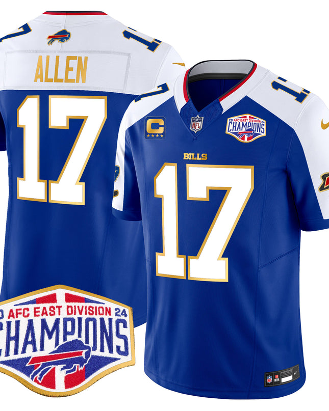 Men's Bills 2024 AFC East Division Champions Gold Trim Vapor Limited Jersey - All Stitched