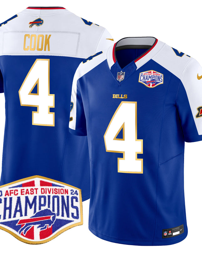 Men's Bills 2024 AFC East Division Champions Gold Trim Vapor Limited Jersey - All Stitched