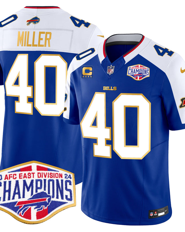 Men's Bills 2024 AFC East Division Champions Gold Trim Vapor Limited Jersey - All Stitched